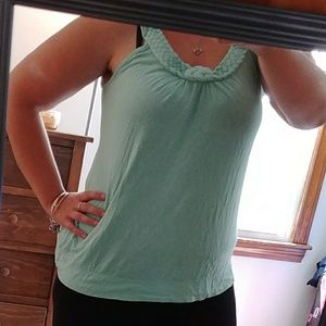 Merona aqua braided front tank top