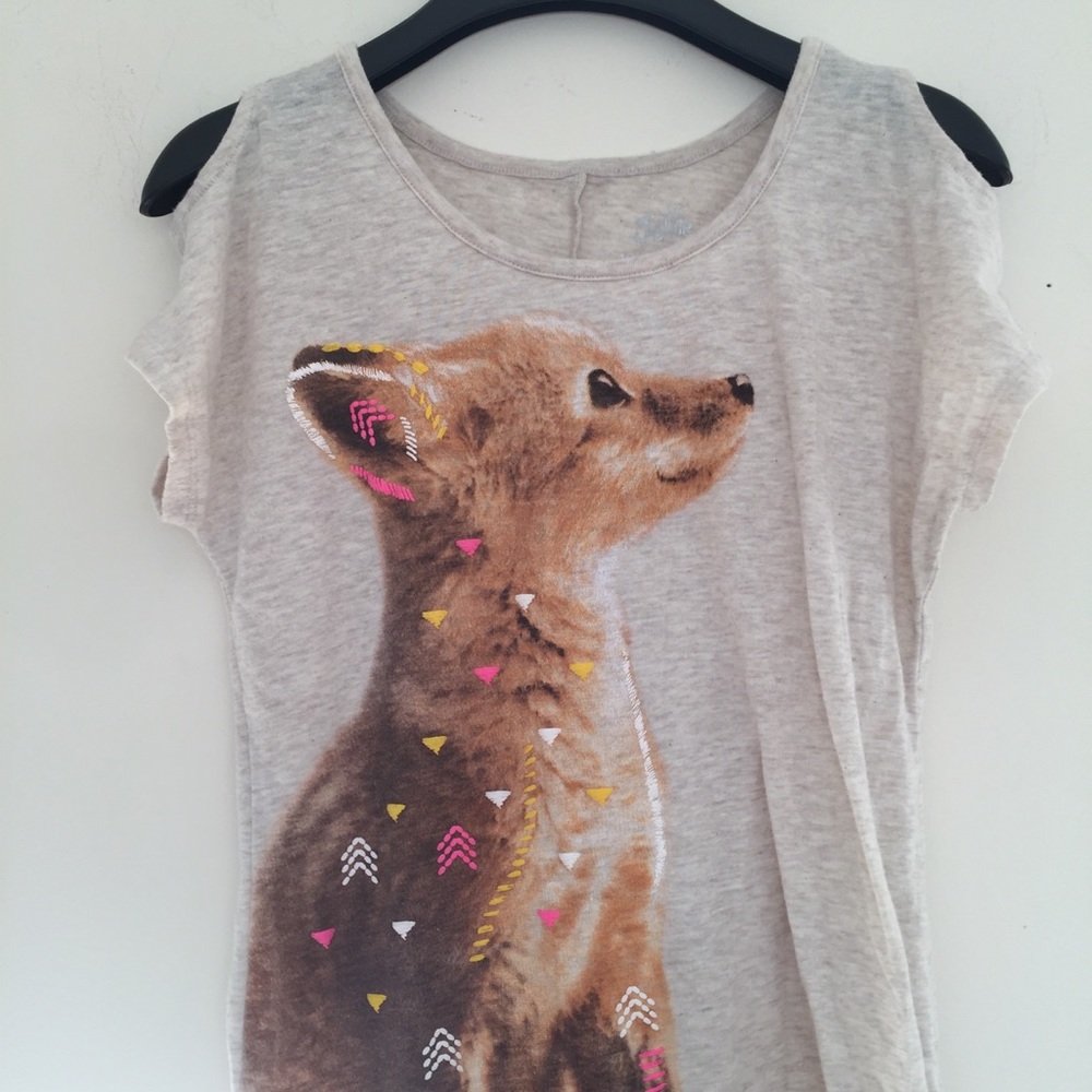 Justice Girls Open Shoulder Fox Shirt