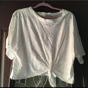 Fashion Nova White Burnout Crop Top, size XL