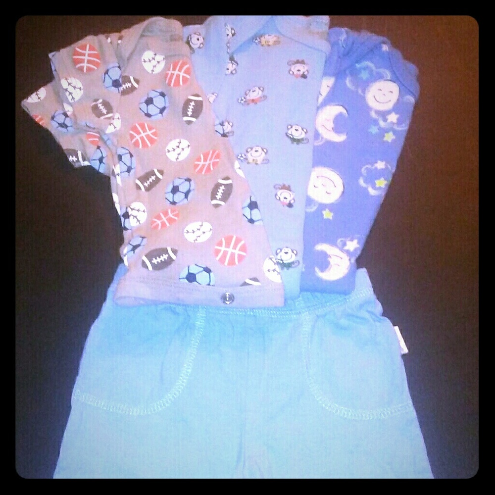 3 onesies and 1 pair of pants