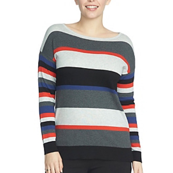 Chaus Striped "Crimson Officer" Sweater - Picture 1 of 6