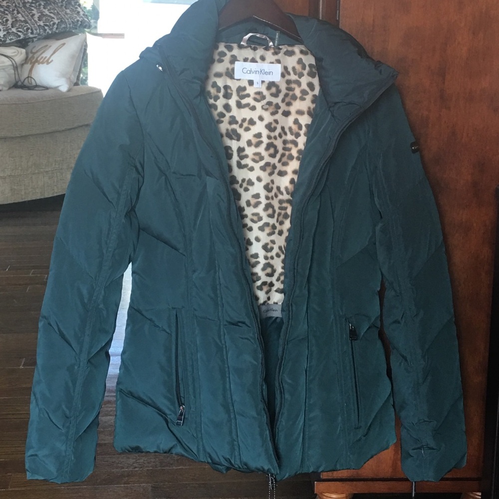 Military Green Calvin Klein feather Jacket