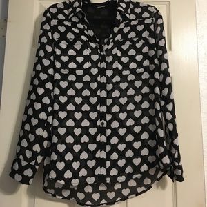 Express Sheer Black & White Hearts Portofino