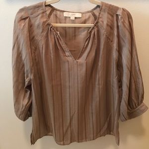 Loft tan and gold blouse