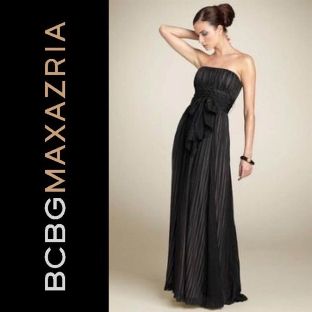 BCBGMaxAzria Chiffon Strapless Gown