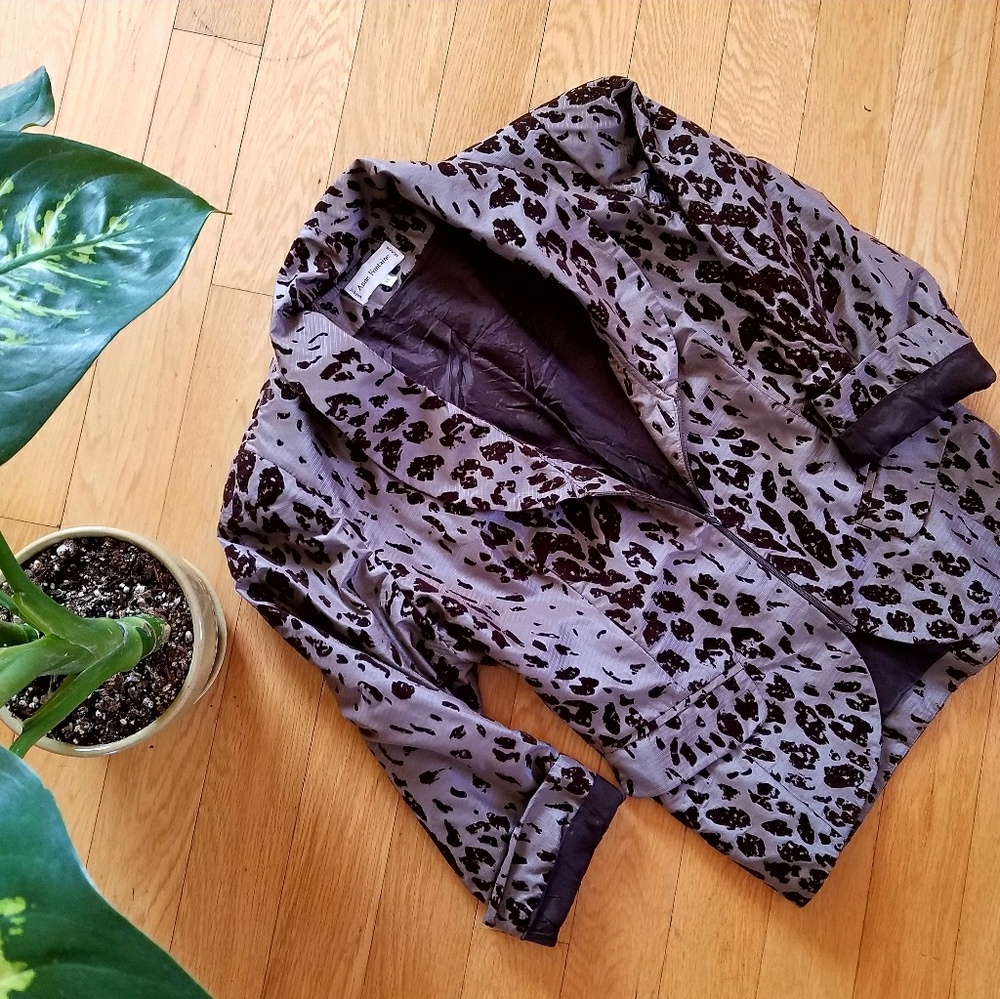 Silk Anne Fontaine Print Blazer Work Holiday