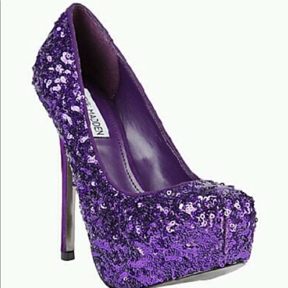 NEW STEVE MADDEN "BITTER" PURPLE SEQUIN PUMPS