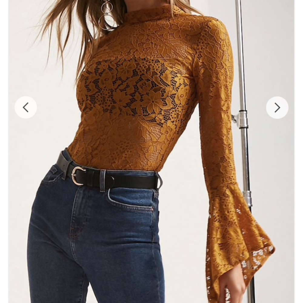 Forever 21 bodysuit - bell sleeves, large