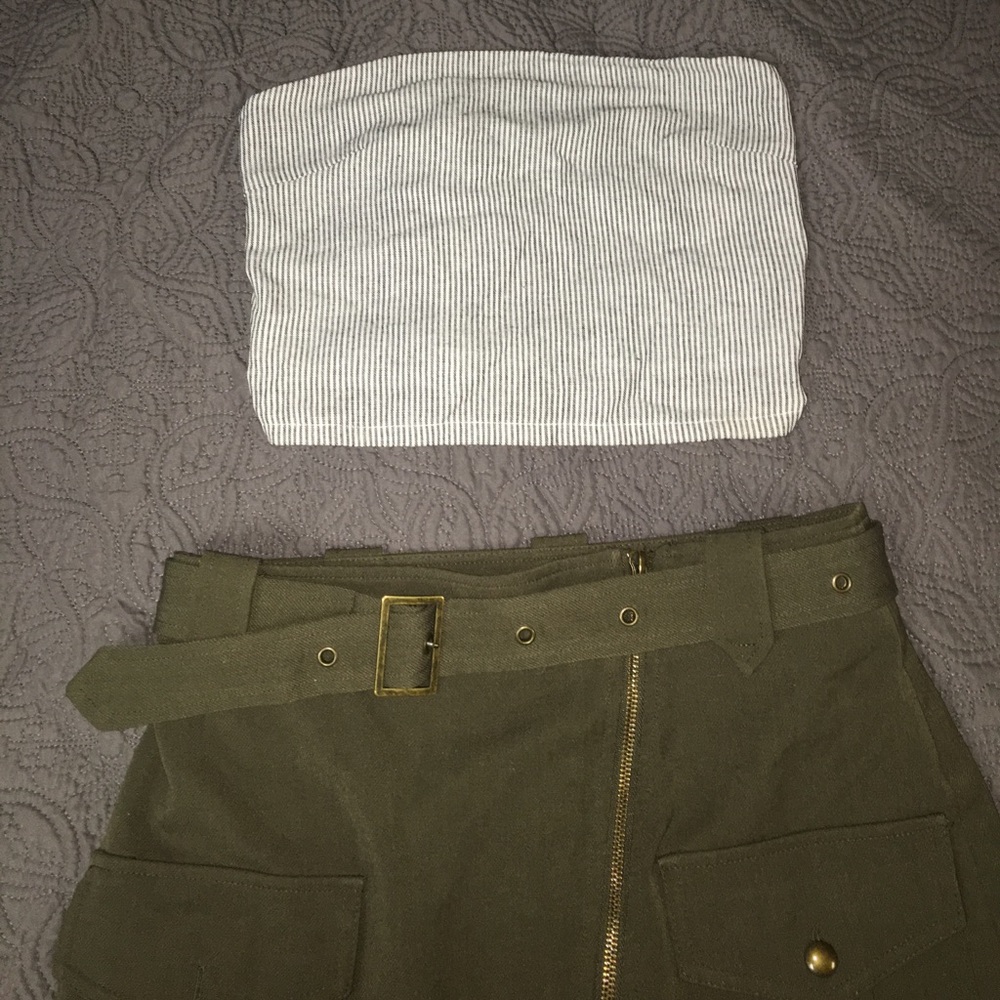 Brandi Melville blue and white striped Crop top