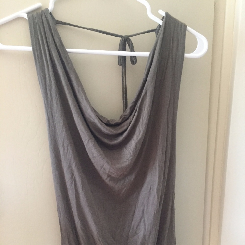 Green knit cowl neck top