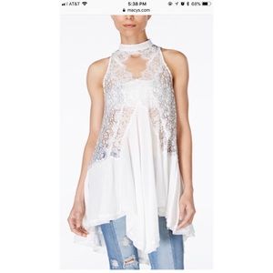 FREE PEOPLE ivory cut out tank top! BEAUTIFUL!