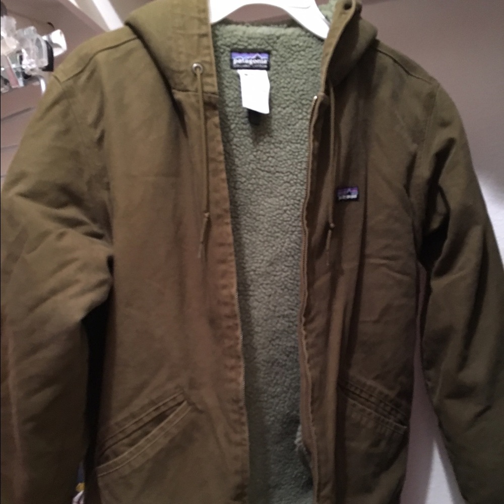 Patagonia mens canvas sheerling lined hoody