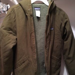 Patagonia mens canvas sheerling lined hoody