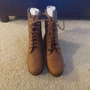 Tan combat boots