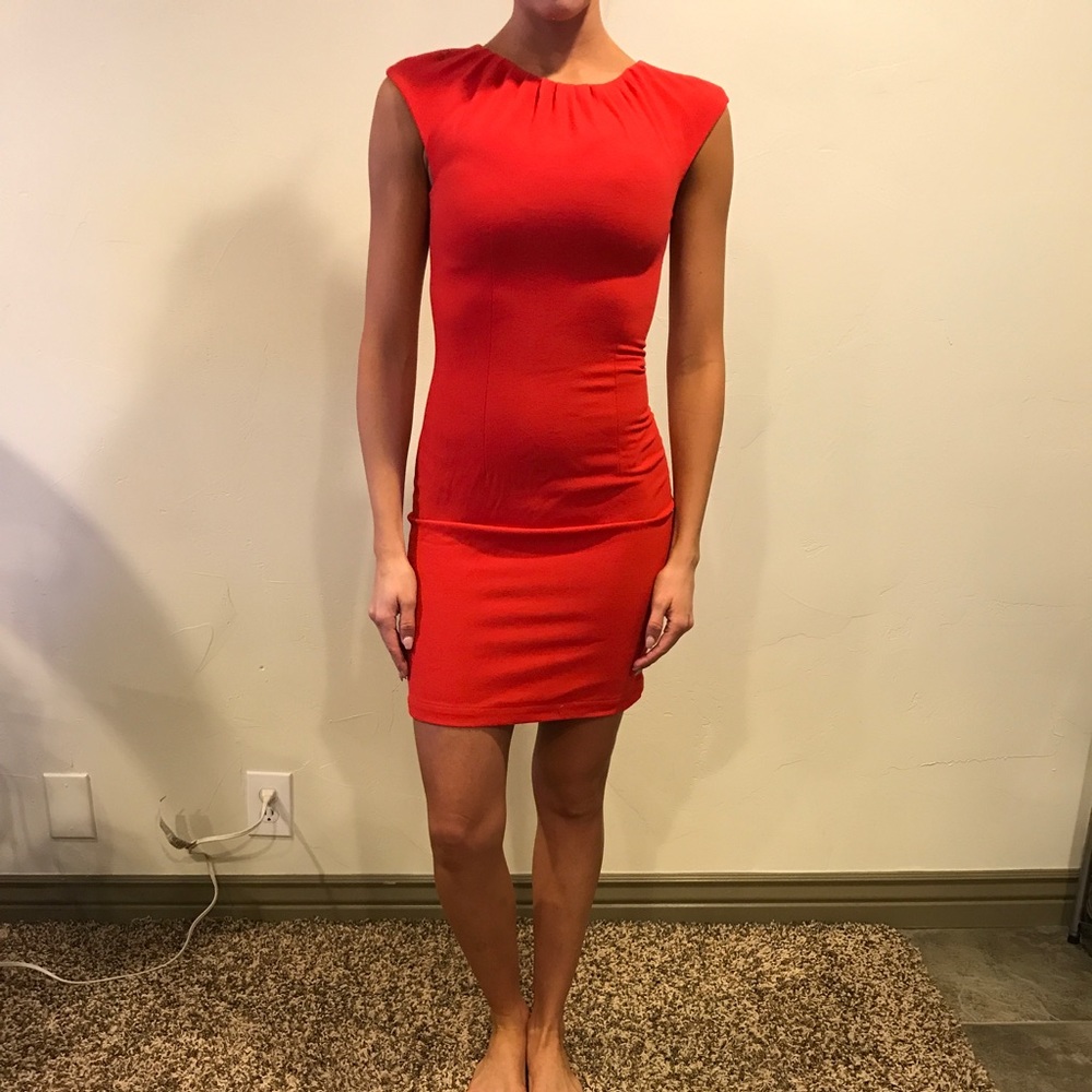 Red midi dress