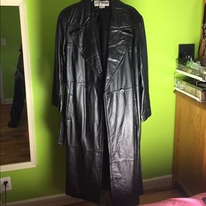 Full length pure leather coat