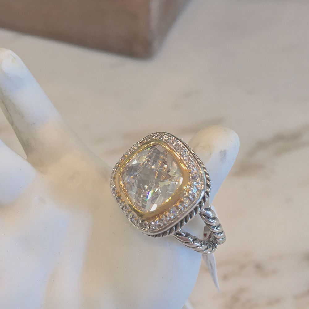 Double Cable Ring With AAAAA White Ice CZ, NWT
