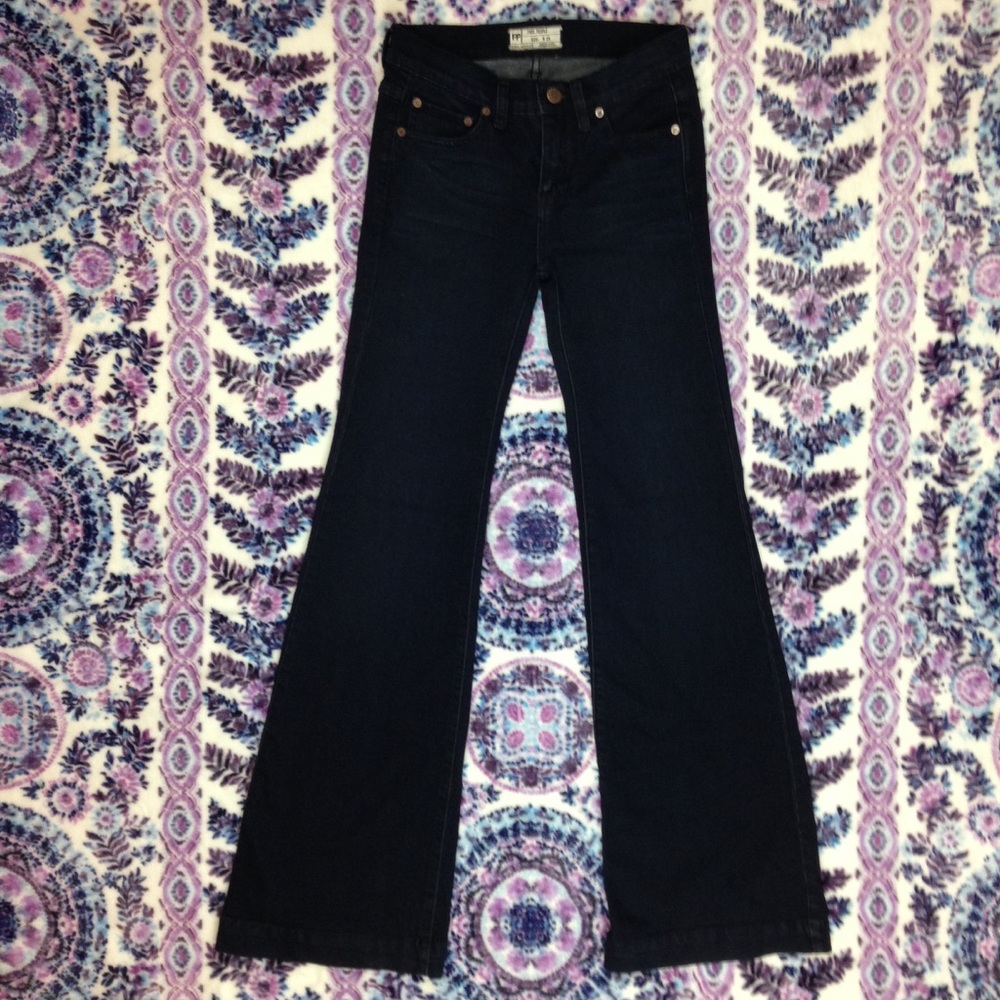 Free People Dark Wash Stretch Flare Leg Jeans