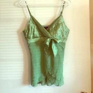 Bebe Silk Spaghetti Strap Layered Bottom Top