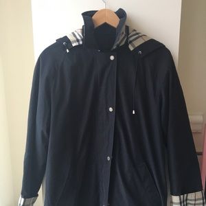 Authentic Burberry Black Lined Raincoat- Size 8