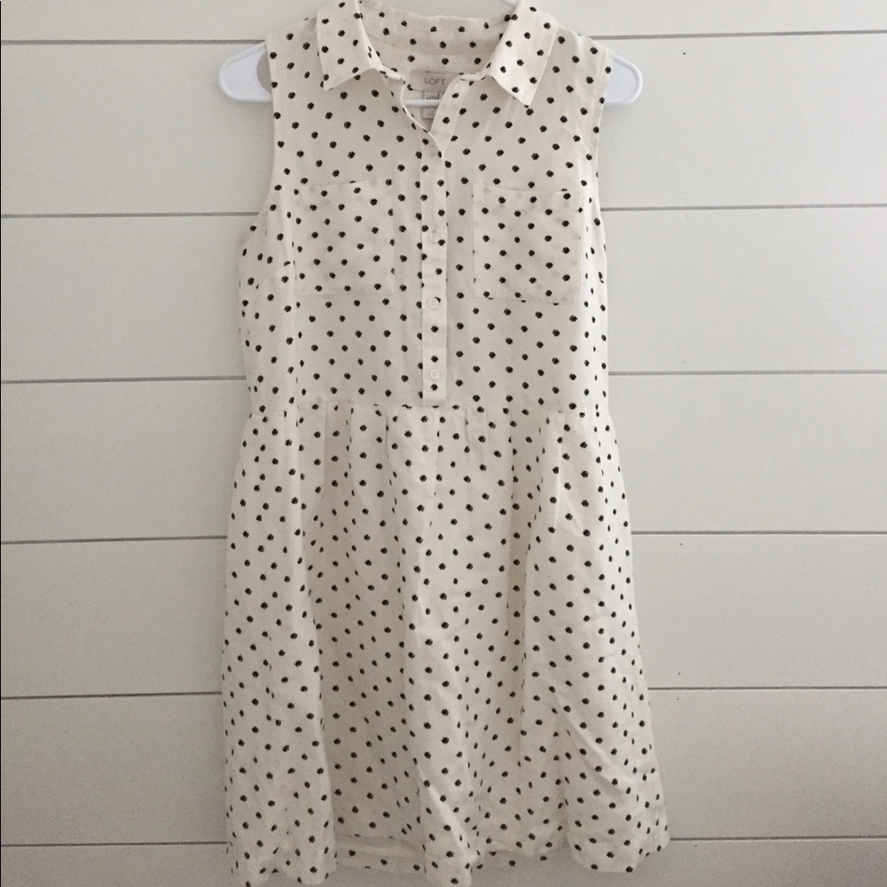 LOFT Linen Polka Dot Dress