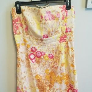 Multi color watercolor flower print dress