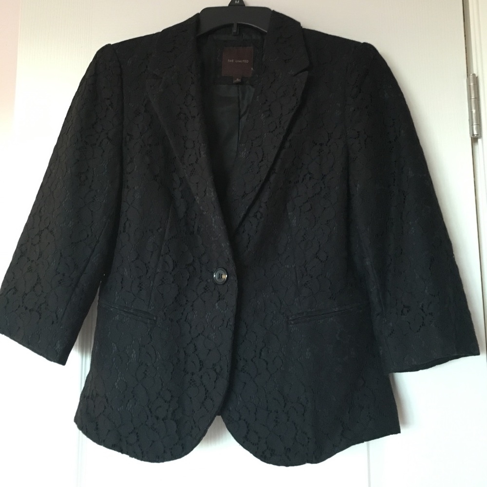 The Limited black floral lace jacket