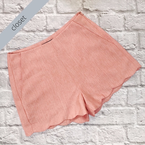 Pants - Light Pink Scallop Hem Shorts
