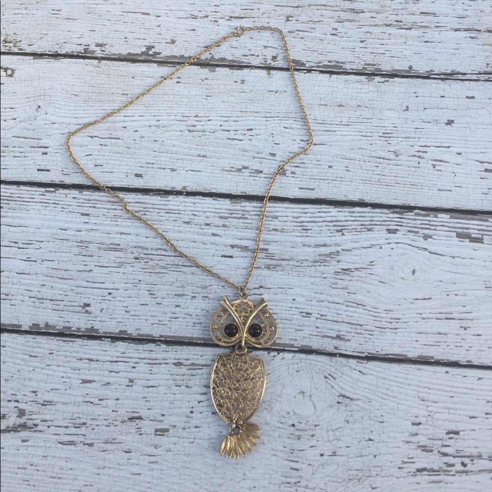 Vintage Sarah Coventry Articulated Owl Necklace