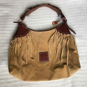 Dooney & Bourke hobo tan suede fringed purse