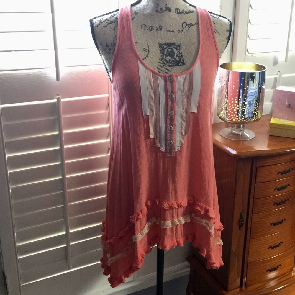 Free People Coral Tank Top