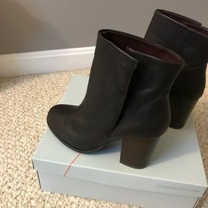 Sole Society Dark Brown Leather Ankle Boots