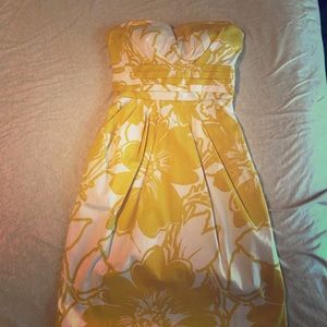 Yellow Flower Strapless Dress