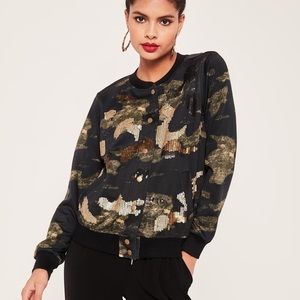 Missguided sequin camo bomber jacket