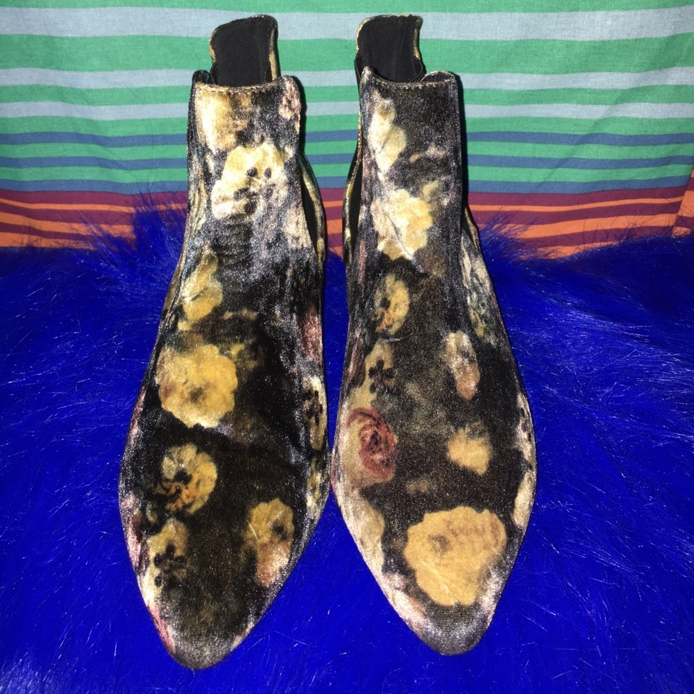 Topshop velvet floral heel booties