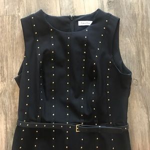 Gold Studded Calvin Klein Fitted Shift Dress