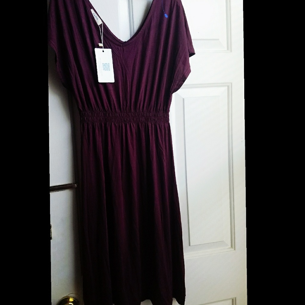 Ca Kra/Sexy Double V-Neck Dress/ Burgundy