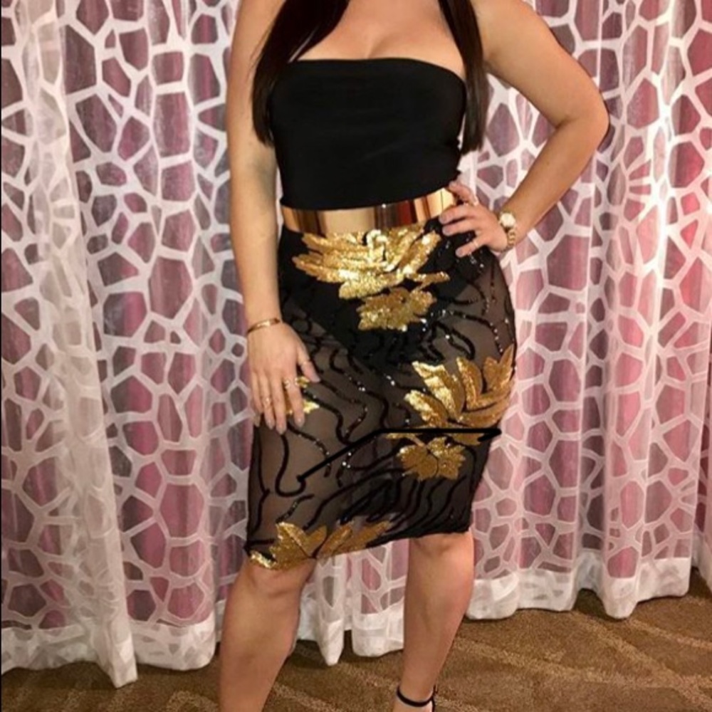 Sheer bottom sequin tube dress