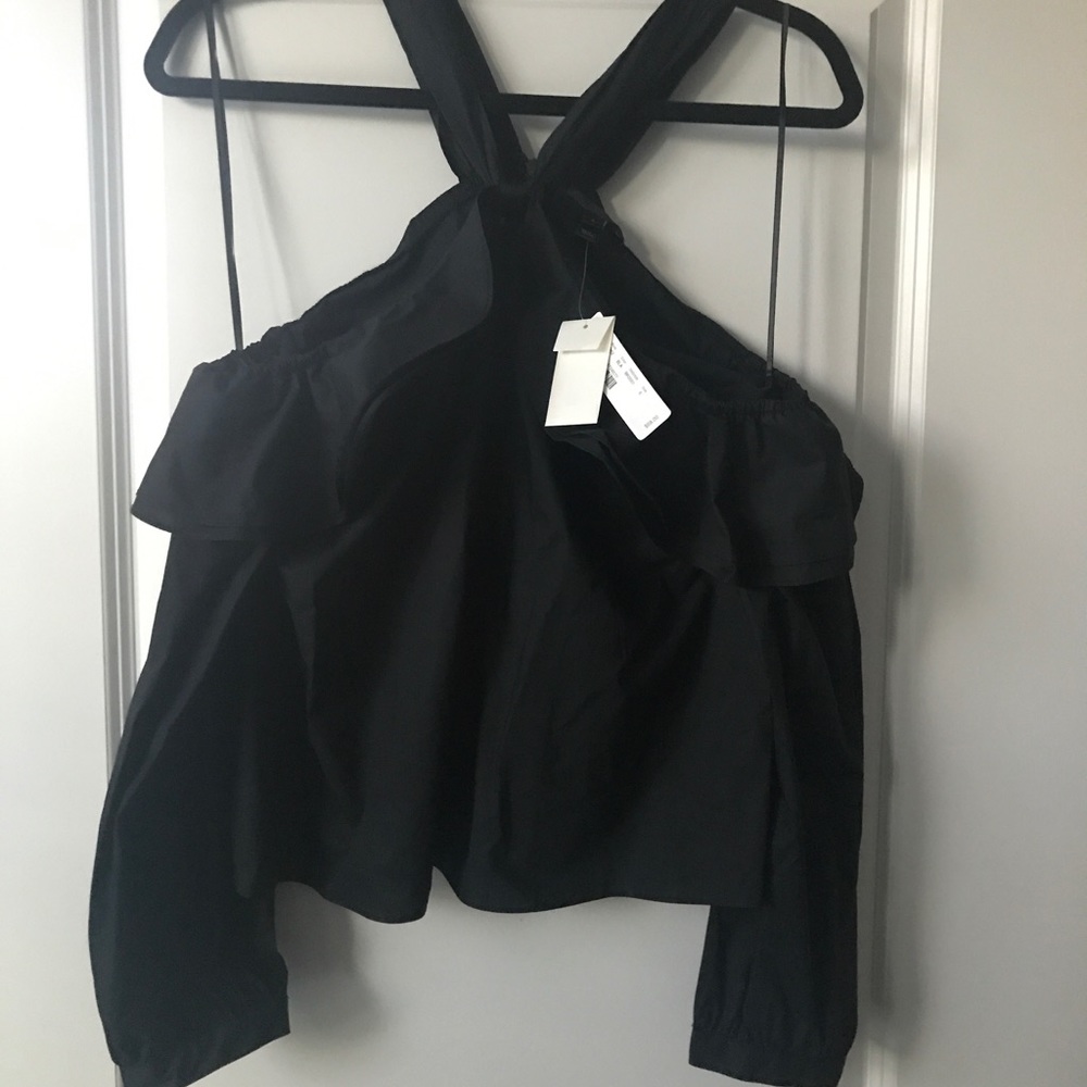 Off the shoulder tie neck top