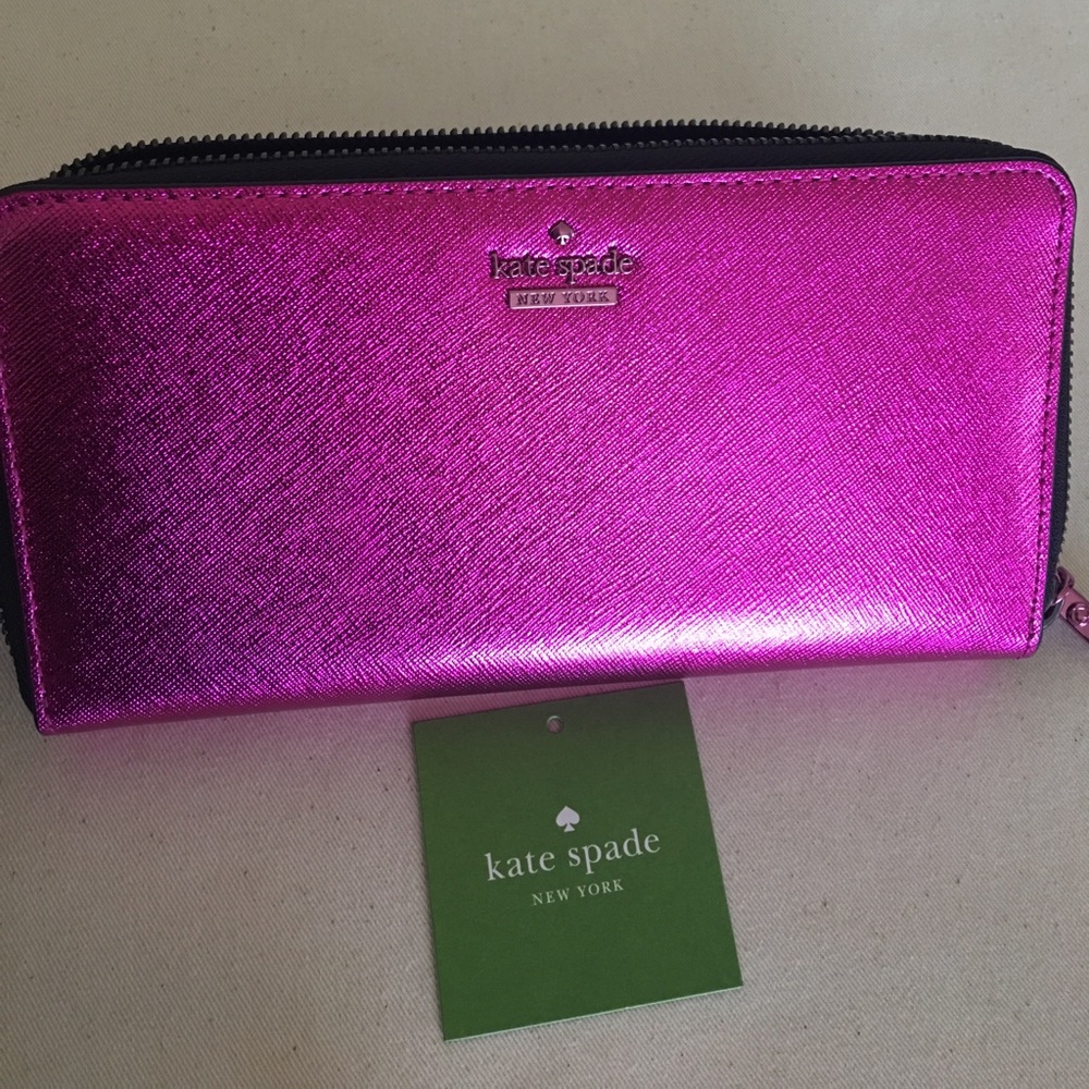 Kate Spade Lacey wallet metallic pink