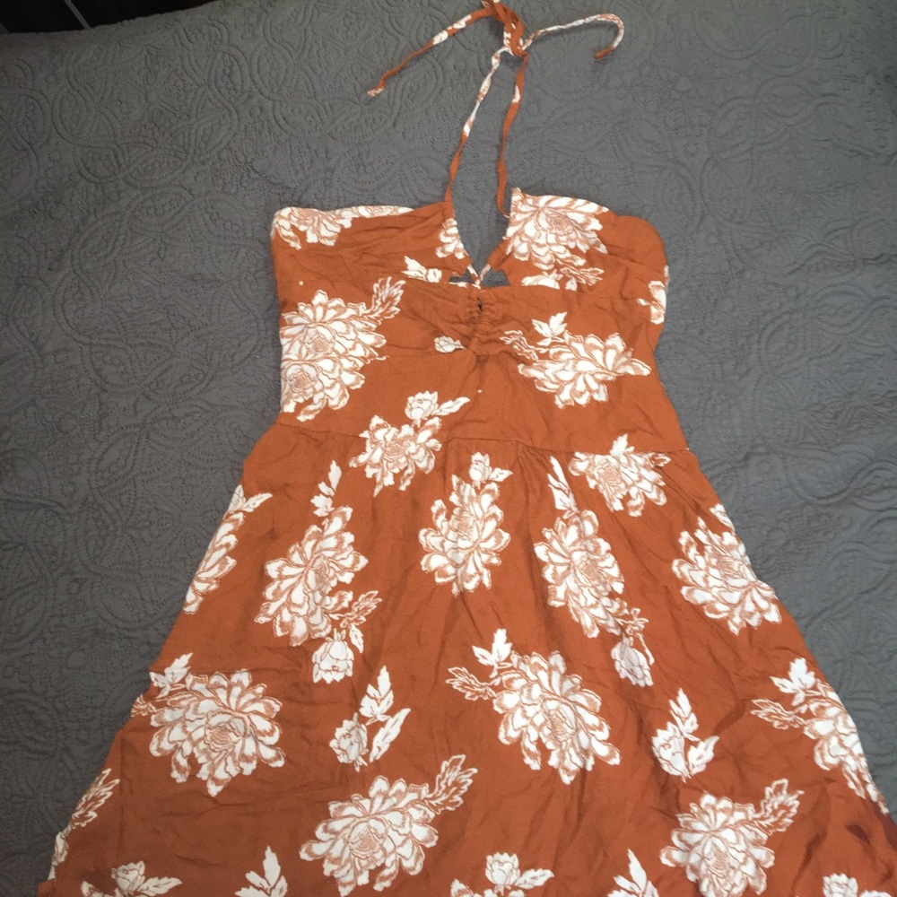 Red/orange halter top dress