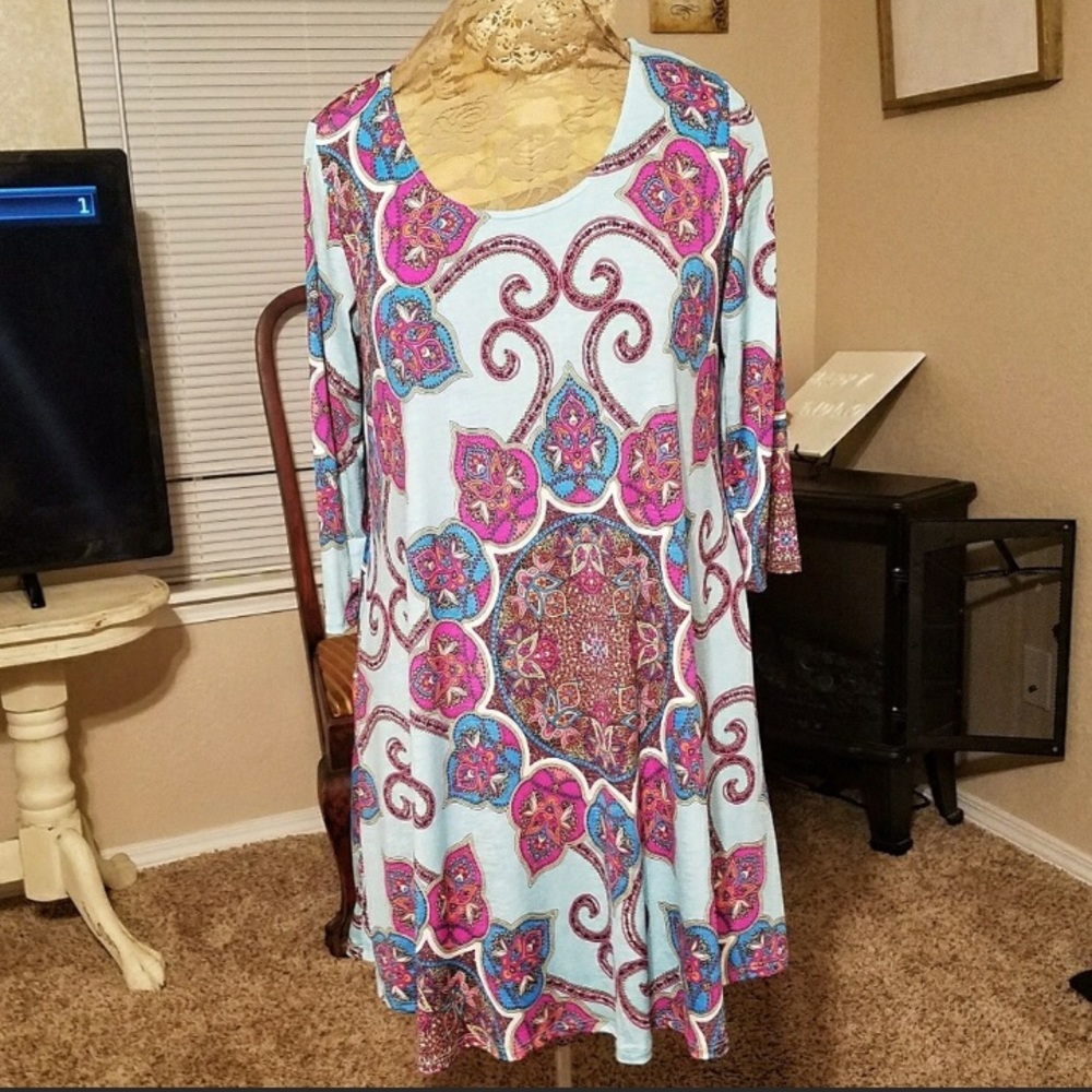 Honeyme Boutique Dress Aqua Light Blue Small