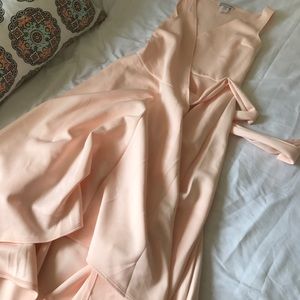 Wantmylook blush / pink wrap high low dress