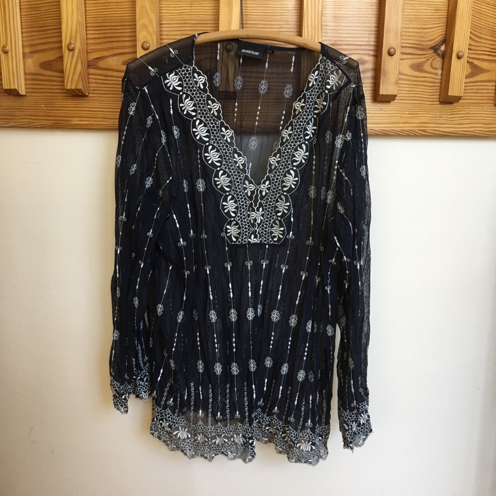 Avenue Sheer Tunic Top Plus Size