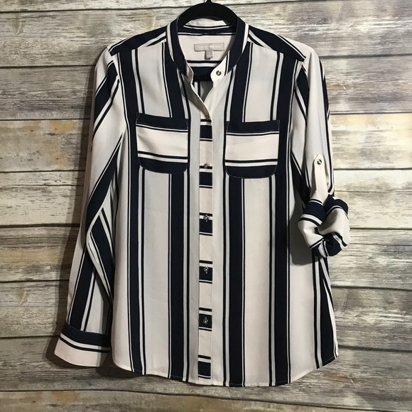Banana Republic Tops - Banana Republic Classy Navy & ivory Blouse S