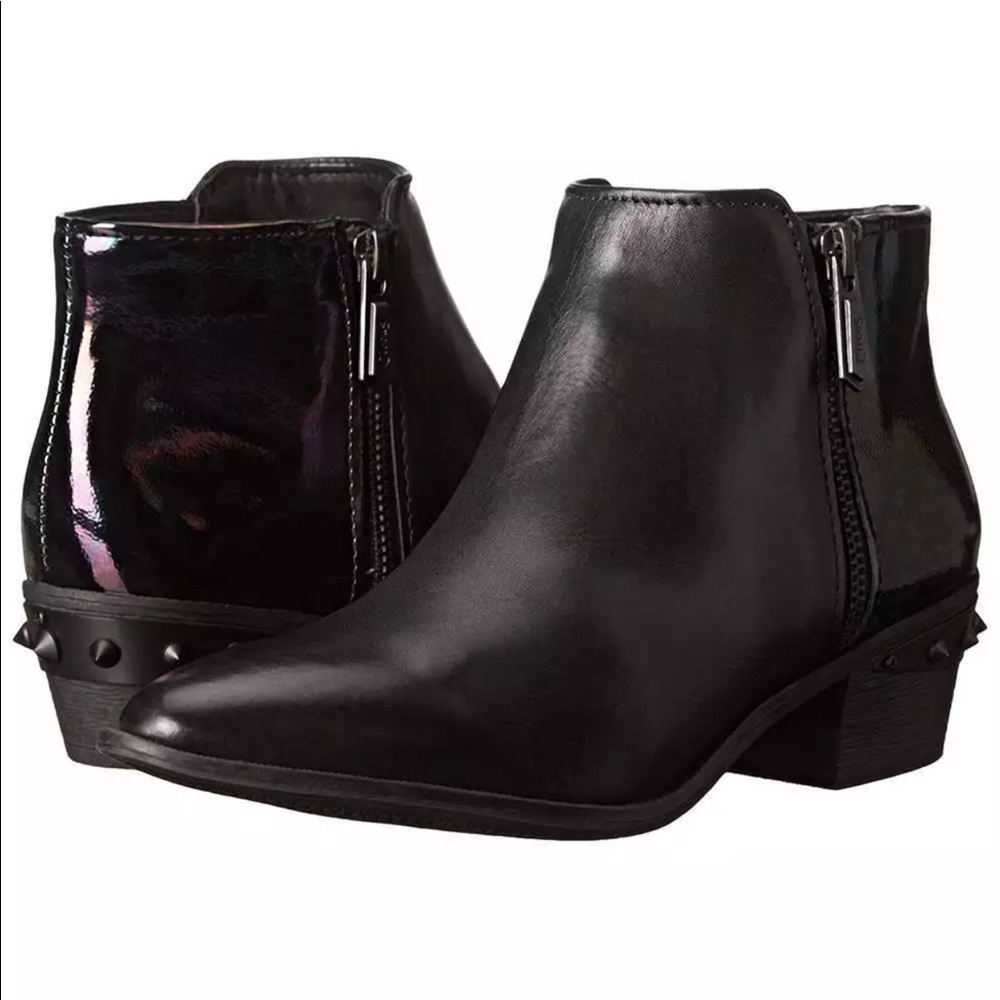 Sam Edelman black studded oil slick booties