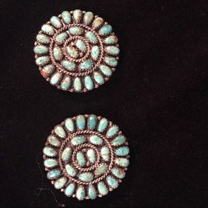 Navajo silver & turquoise earrings by Larry  Begay