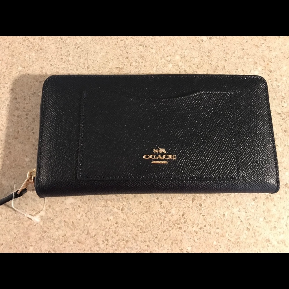 Coach Leather Accordion Zip Wallet in Navy *NWOT*