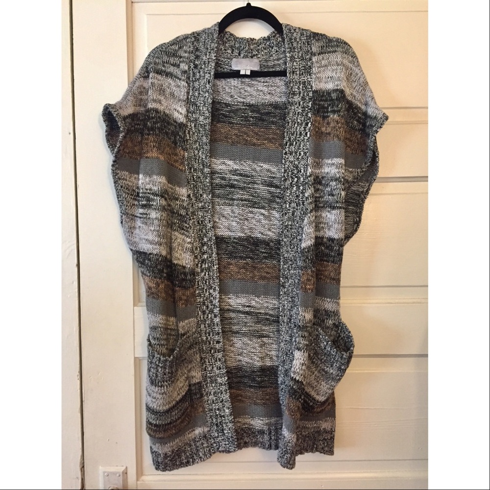 Textural Striped Knit Cardigan