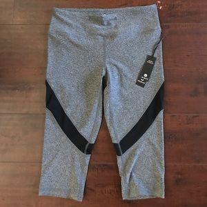 NWT Velocity Grey/Black Mesh Capri Legging Fitness